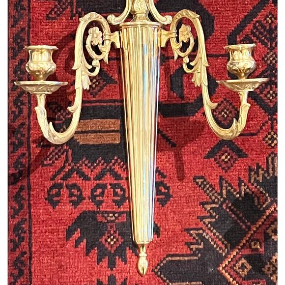 Hollywood Regency Candlestick Holder Sconce Set Empire Style Elegant Candelabras - Picture 4 of 10